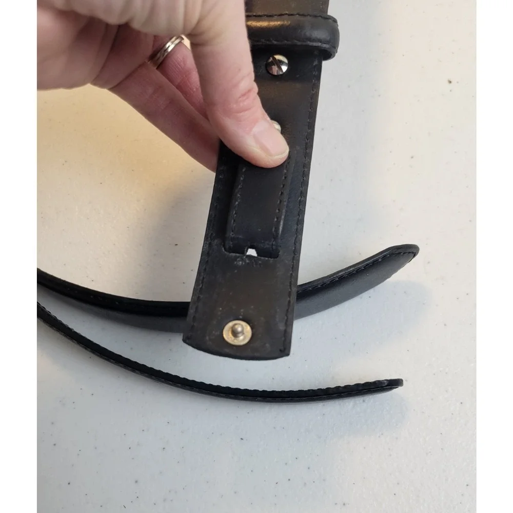 Nocona‎ Genuine Leather Belt Black Double Strap Braided Detail Unisex Size 46